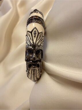 Sterling Silver and Ivory Tone Mythic Face Bracelet with Sapphires MCL
